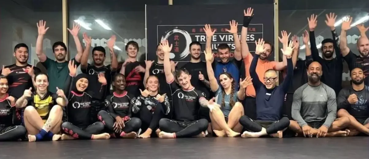 Group photo after the Ffion Davies seminar at True Virtues Jiu Jitsu Wimbledon